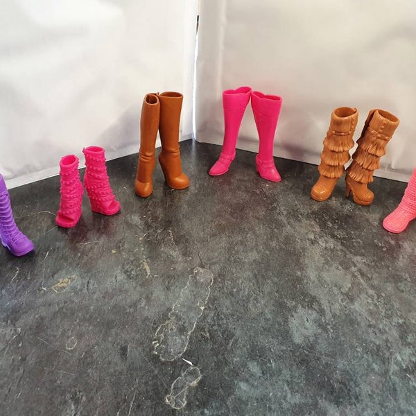 6x Pairs Quality Silicone Knee High Boots Heels Shoes made for 11.5" Fashion Dolls various designs