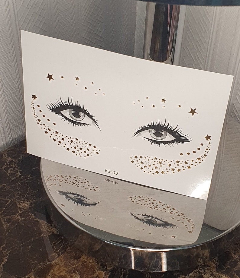 Instant Gold Stars Freckles Effect Boho Glitter Jewel Tattoo Sticker Festival Party Face Eyes Make Up image 4
