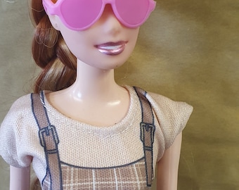 4x Dolls Sized Pink & Black Plastic Fashion Sunglasses made for 11.5" Dolls - Doll NOT Included