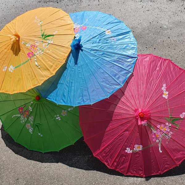 1x Chinese New Year Japanese Geisha Home Decorative Parasol Umbrella Sun Protector - Random Colour