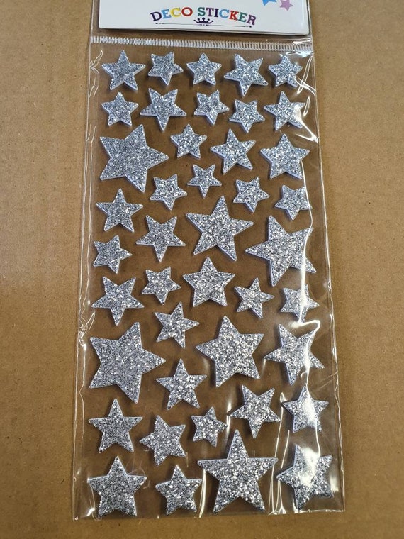 Silver Glitter 3D Puffy Foam Adhesive Stars Stickers for Kids Reward Craft  Card Making 1.2cm Height 