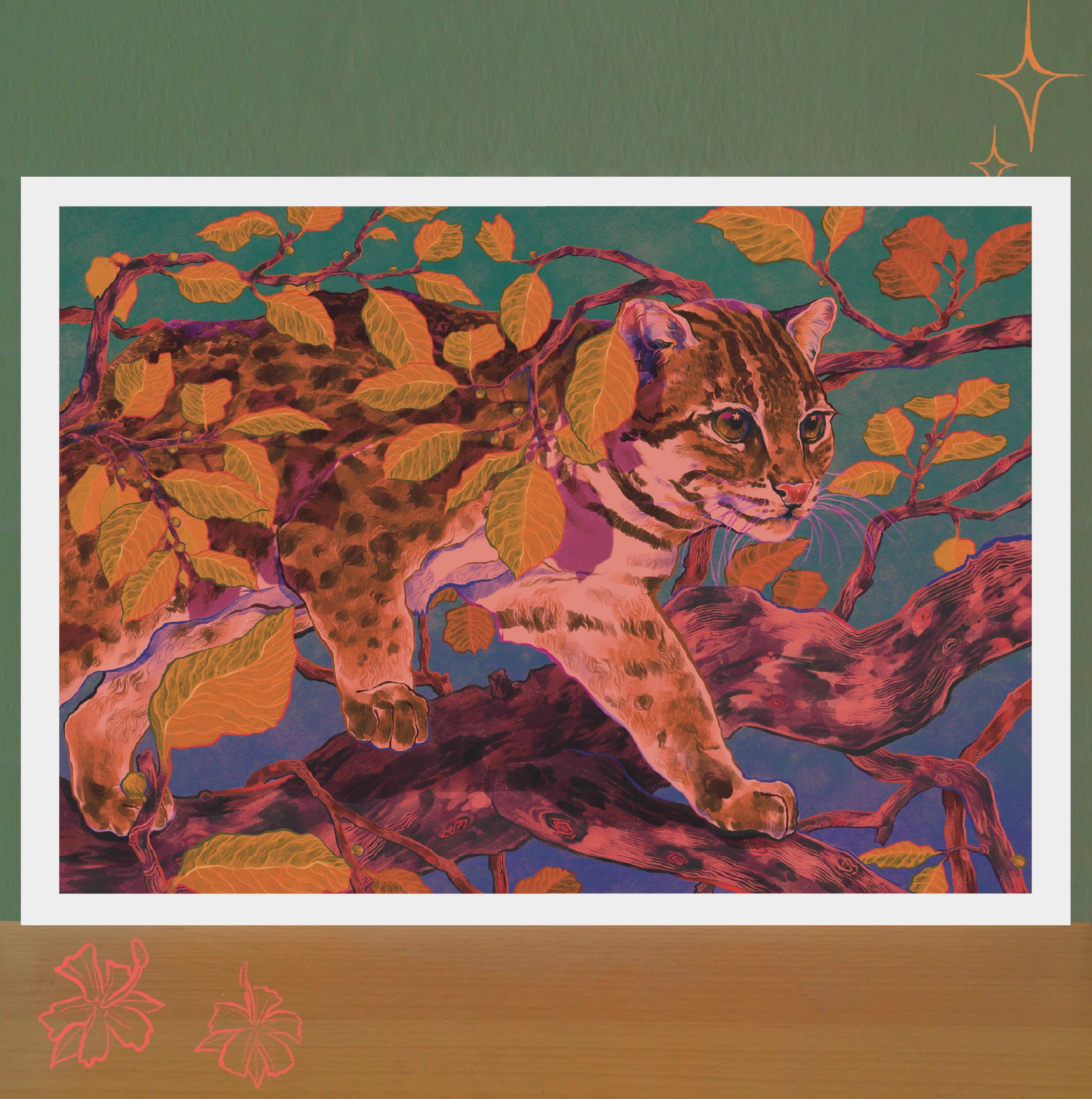 The Iriomote Cat - A4 Illustration Art Print on 100 The Iriomote Cat - A4 Illustration Art Print on 100