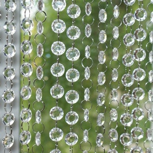 Satin Top Rod Pocket 12ft. Jewel Crystal Iridescent Diamond Cut Curtain