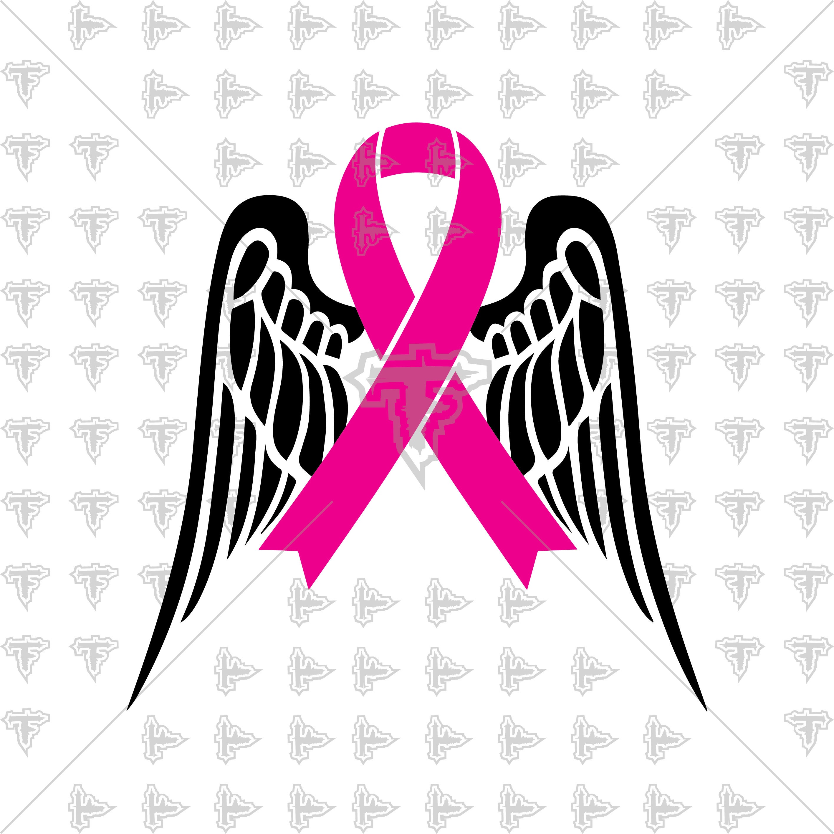 Breast Cancer Awareness Ribbon Wings Angel Pink 2 SVG DXF EPS | Etsy