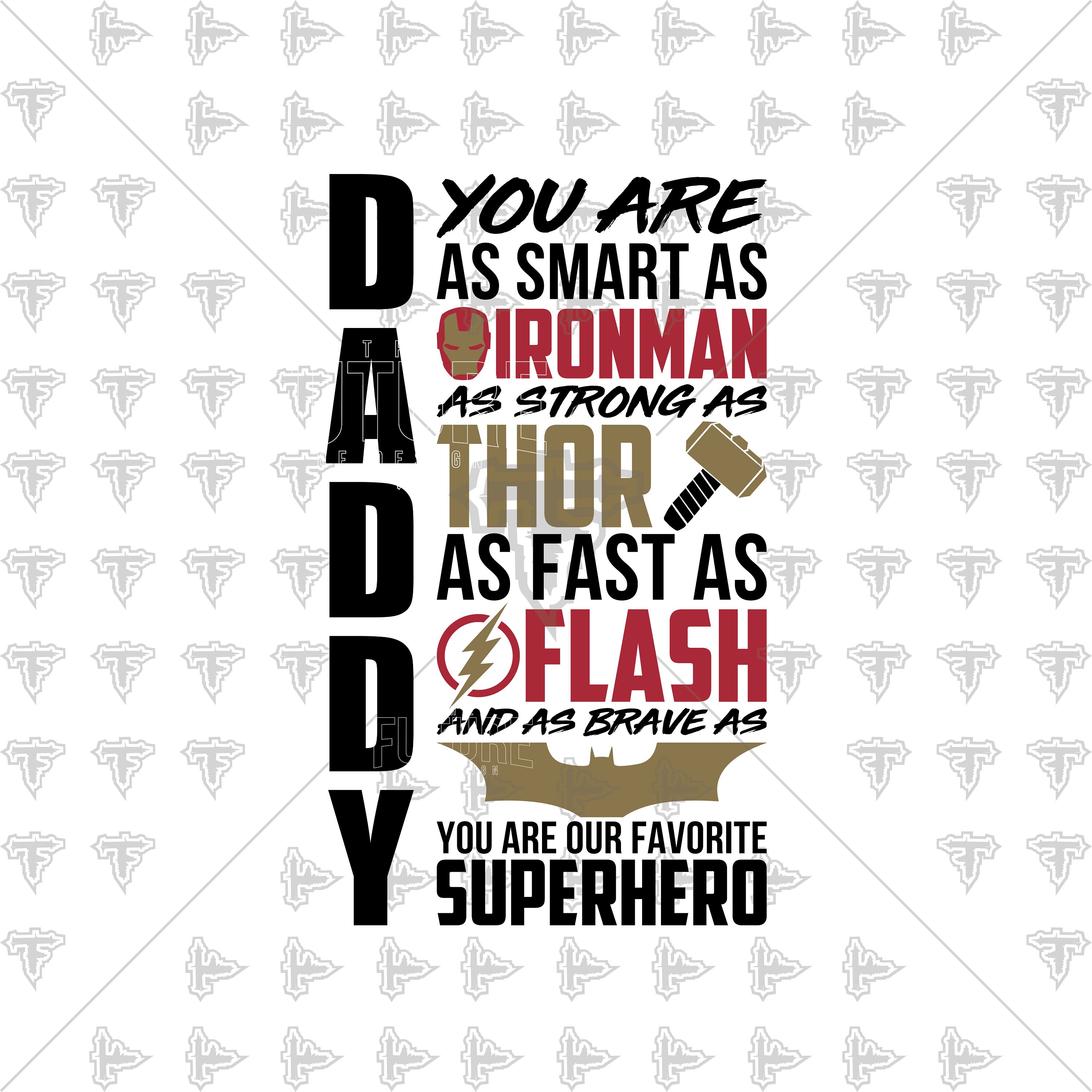 Marvel Inspired Superhero Father's Day Dad Father Papa SVG DXF PN…