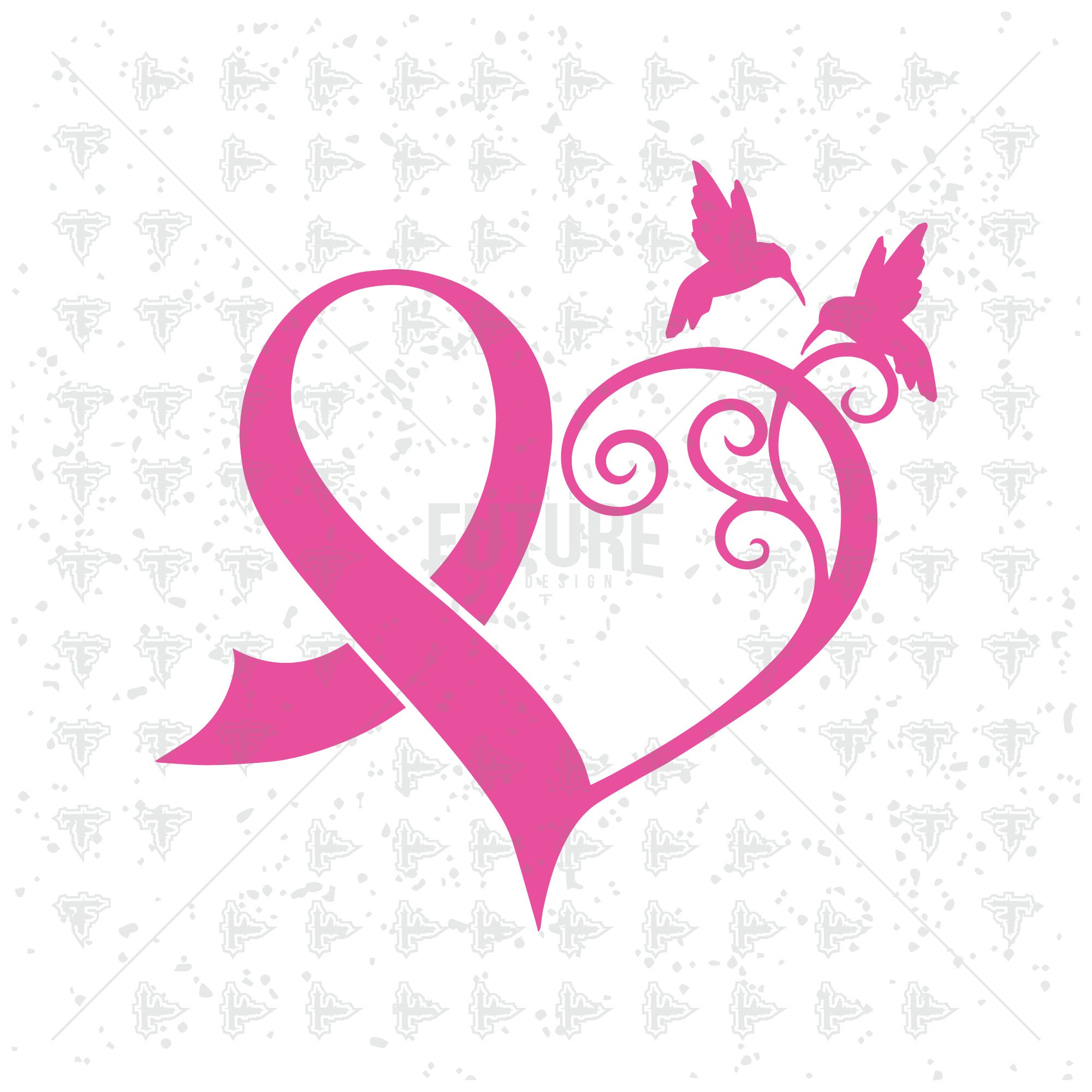 Breast Cancer Awareness Ribbon Heart Birds SVG DXF EPS Artwork - Etsy