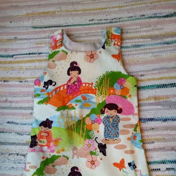 Girl's dress: pinafore cotton dress for girls, children's dress, girl's dress, special occasion, llama dress, beautiful girl's dress