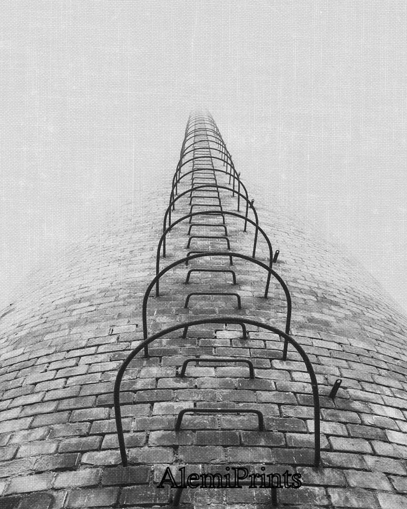 Urban print industrial wall art black and white tower | Etsy