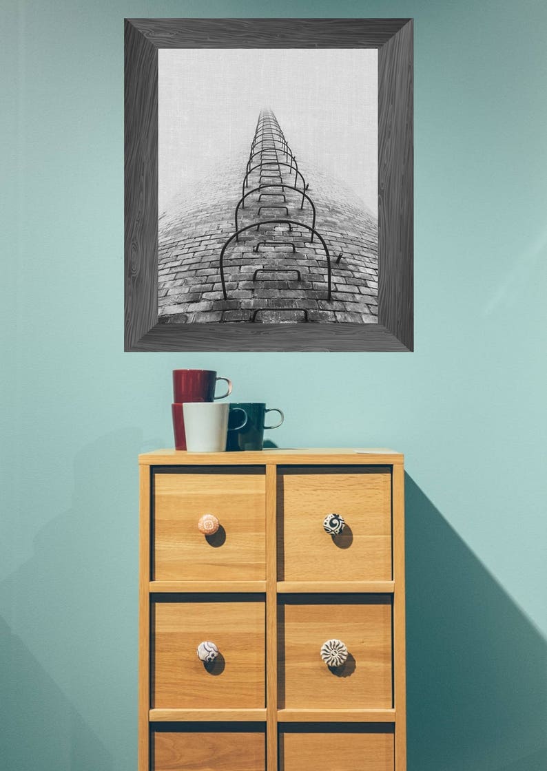 Urban print industrial wall art black and white tower | Etsy