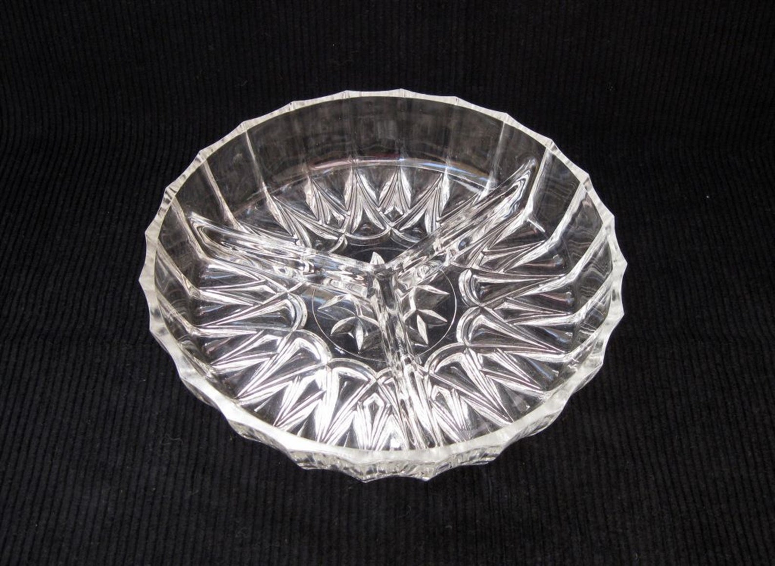 Vintage crystal Appetizer divided serving plate Etsy