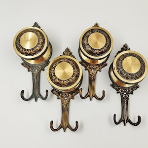 Vintage solid brass hooks set Coats and hats wall hangers