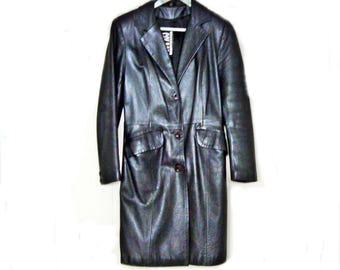 Vintage black leather coat