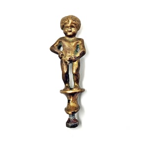 figurine homme bruxelles en laiton vintage manche en bronze