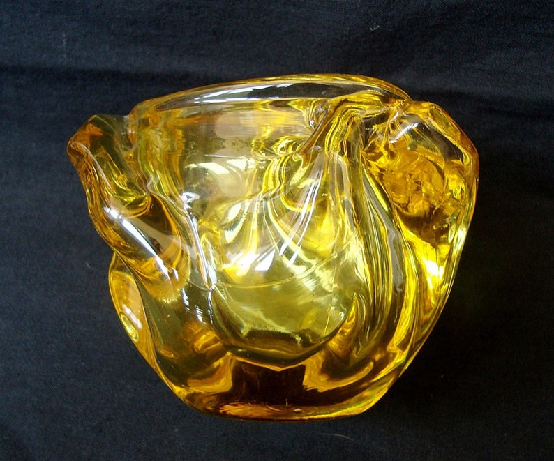 Vintage Murano amber glass vase Italian art glass