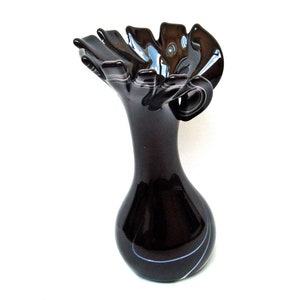 Vintage art glass vase Black & White Modernist art from 60s
