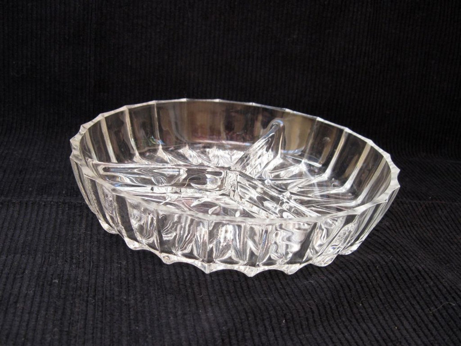 Vintage crystal Appetizer divided serving plate Etsy