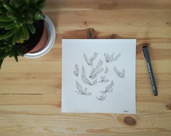 Original illustration, original drawing made with black pencil on Canson paper 160g