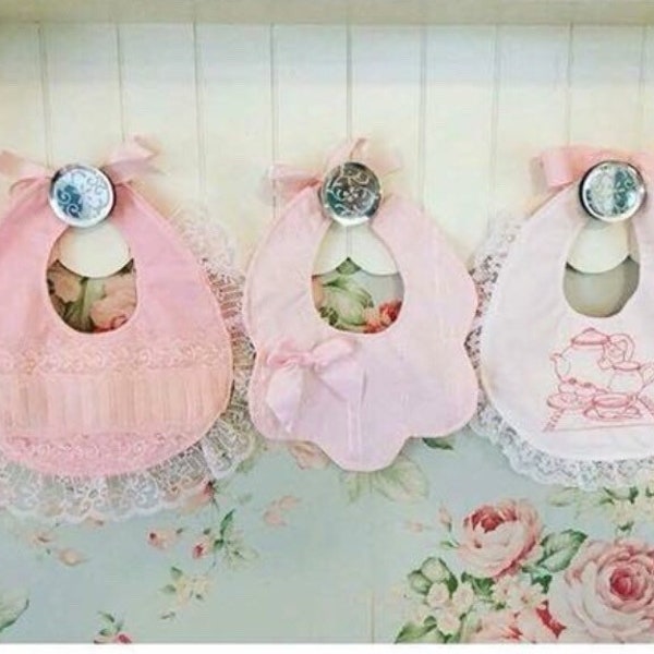 Set of 3 baby fancy pink bibs