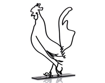 Wanetik Art - Cock, Rooster, Black Metal sculpture - Wall or shelf decoration