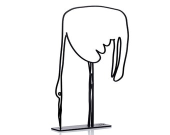 Wanetik Art - Stork Line Art - Scultura da parete o da mensola in metallo