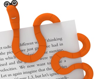 Wally Bookworm Bookmark: Fun Clip-On Page Marker - Orange