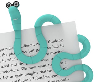 Wally Bookworm Bookmark – Fun Clip-On Page Marker for Book Lovers - Turquoise