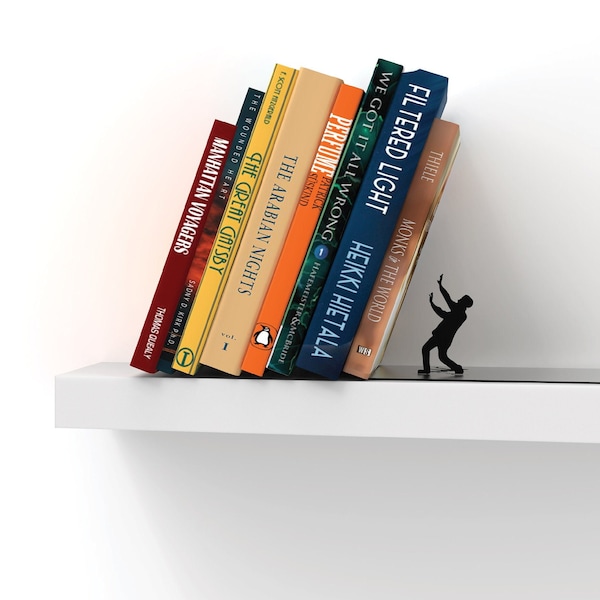 Metal Bookend // shaped as Falling Books // Bookends // Metal Book Accessories // Unique Gift // "Falling bookend" by ArtoriDesign