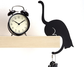 Cat Shelf Hook: Balancing Metal Hanger for Keys or Bags