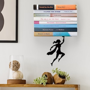 INTL Metal Hanging Hidden Book Shelf // Floating Bookshelf // Superhero Silhouette // Unique Accessories // Wondershelf by Artori Design image 1