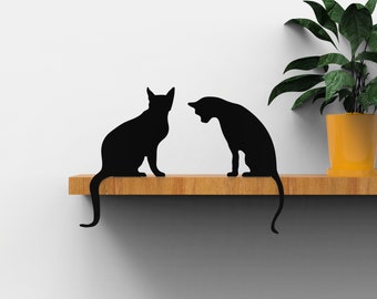 Black Metal Cat Silhouette Figures: Shelf Decor, Cat Lover Gift