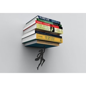 INTL Metal Hanging Hidden Book Shelf // Floating Bookshelf // Superhero Silhouette // Unique Accessories // Wondershelf by Artori Design image 10