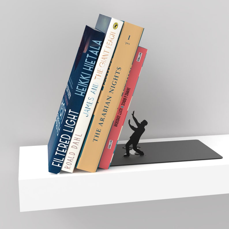 Metal Bookend // shaped as Falling Books // Bookends // Metal Book Accessories // Unique Gift // Falling bookend by ArtoriDesign image 9