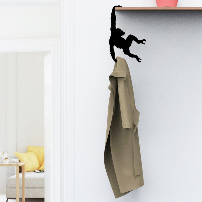 Banana Holder Monkey Shaped Hook Bag and Key Rack Home Décor Gift Shelf Décor Albert the Chimp by Artori Design image 8