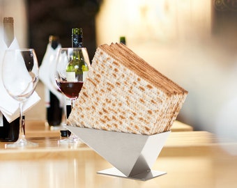 Modern Metal Matzah Holder – Pyramid Passover Centerpiece
