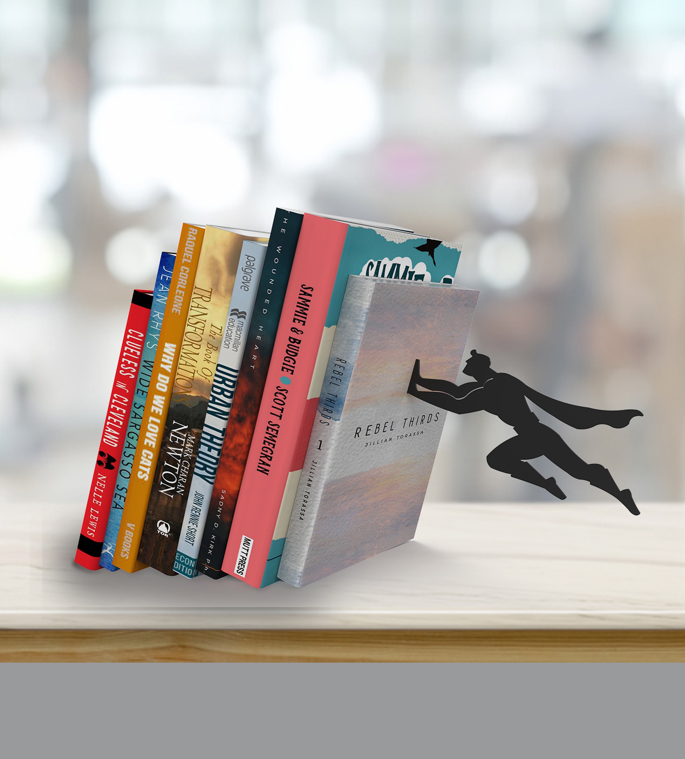 Superhero Bookend – Black Metal Floating Comic Book Holder by