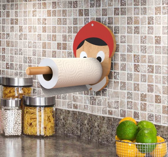 Paper Towel Holder Pinocchio Wood Kitchen Paper Stand Designed Gift Unique Accessories naughty Boy by Artoridesign Etsy