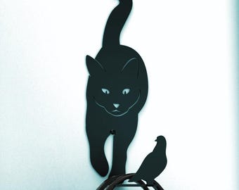 Black Cat Wall Hook Rack – Feline Felon Cat Hanger, Whimsical Home Decor Gift