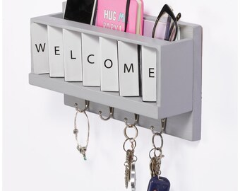 Portachiavi Da Parete Con Mensola – 4 Ganci E Vassoio Per Posta – Design Moderno In Acciaio – Per Ingresso, Ufficio O Camera – Nero O Bianco