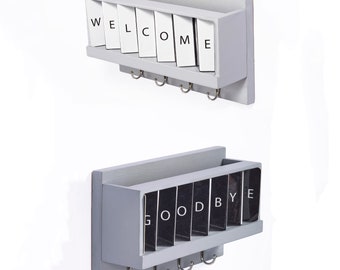 Portachiavi Da Parete Con Mensola – 4 Ganci E Vassoio Per Posta – Design Moderno In Acciaio – Per Ingresso, Ufficio O Camera – Nero O Bianco