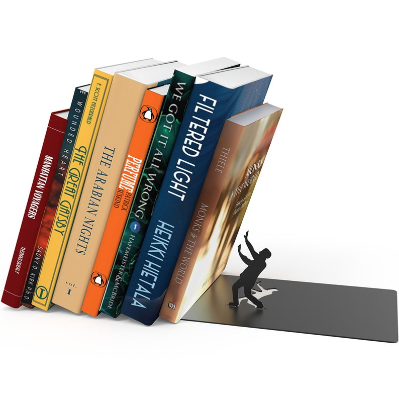 Metal Bookend // shaped as Falling Books // Bookends // Metal Book Accessories // Unique Gift // Falling bookend by ArtoriDesign image 7