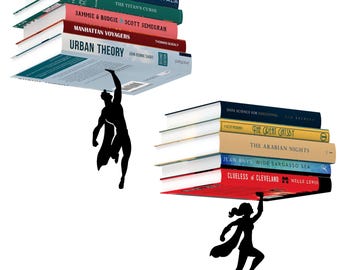 Superhero Floating Bookshelves: Hidden Illusion Shelves, Set of 2