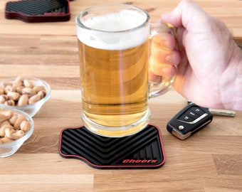 Car Mat Coasters - Silicone Drink Coasters, Set of 4