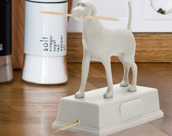 Stone White Dog Toothpick Holder: Artori Design Kitchen Decor
