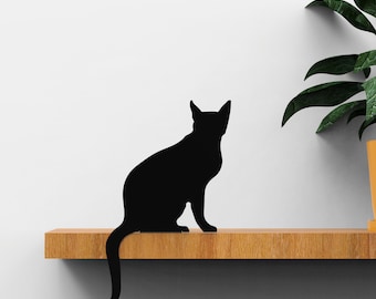 Black Metal Cat Shelf Decor: Diva Silhouette - Cat Lover Gift