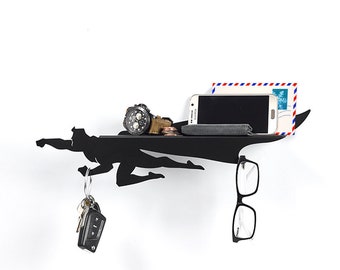 Superhero Shelf: Metal Wall Mount Mail and Key Holder