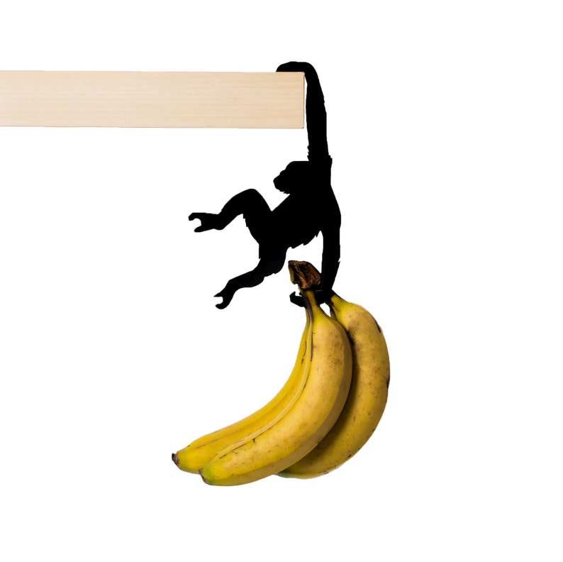 Banana Holder Monkey Shaped Hook Bag and Key Rack Home Décor Gift Shelf Décor Albert the Chimp by Artori Design image 2