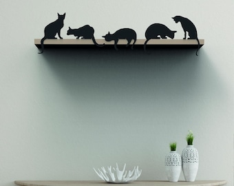 Metal Cat Shelf Decor: Black Cat Silhouettes, Set of 5