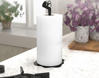 Paint Bucket Paper Towel Holder: Black Metal Kitchen Stand