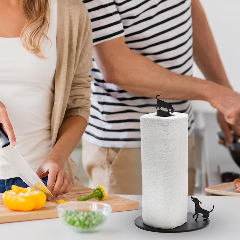 Paper Towel Holder // Dog Vs. Cat // Black // Metal Kitchen Etsy