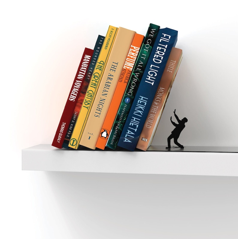 Metal Bookend // Shaped as Falling Books // Bookends // Metal Etsy